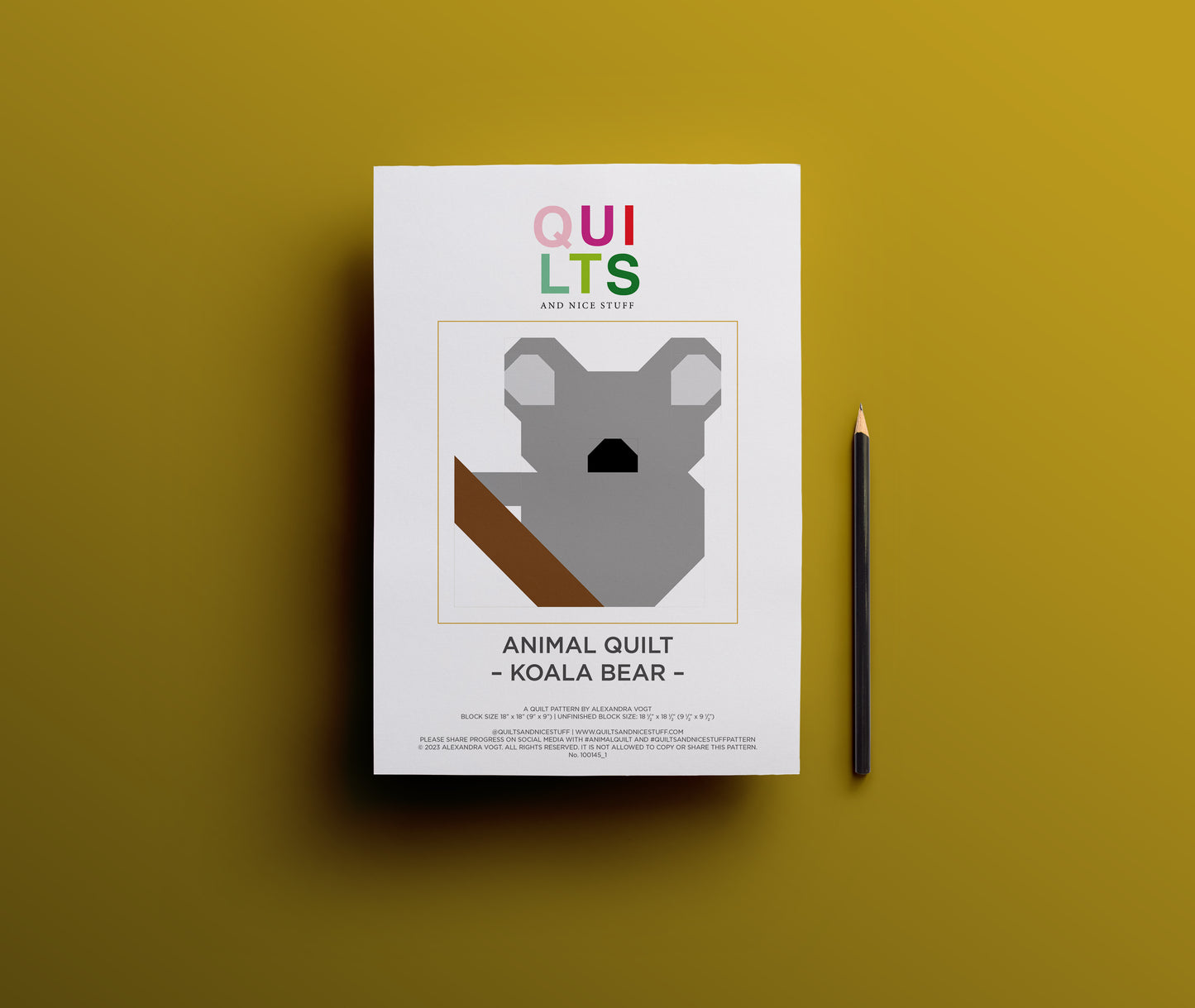 Koala Bear – PDF Quilt Block Pattern