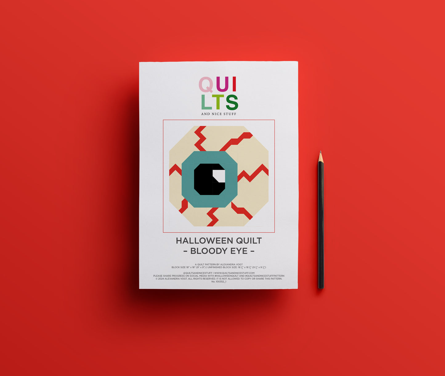 Blutunterlaufenes Auge – PDF Quilt Block Anleitung