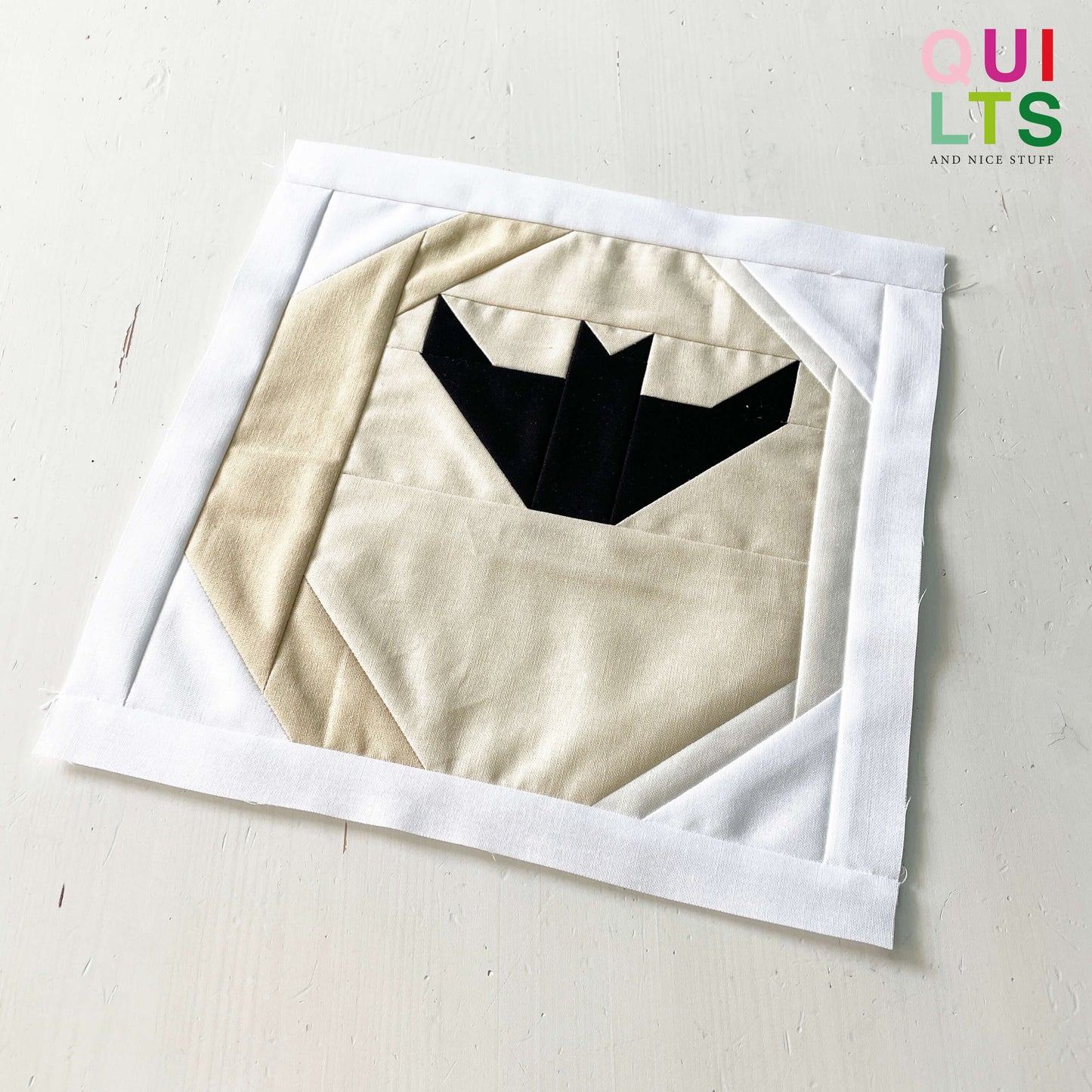 Bat in the Moon – PDF Quilt Block Pattern
