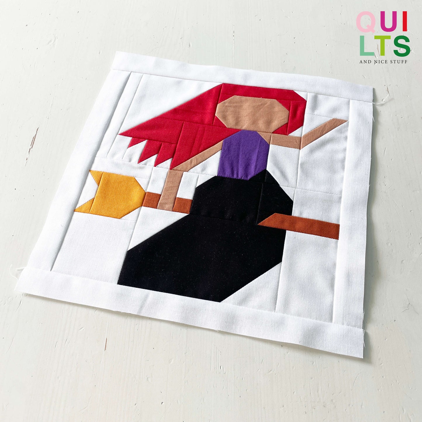 Witch on a Broom – PDF Quilt Block Pattern