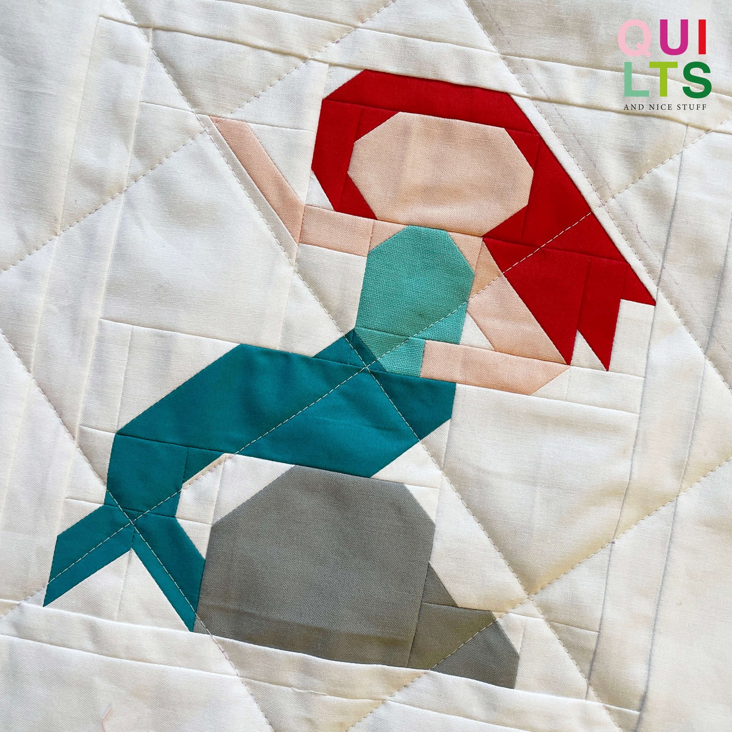 Mermaid on a Stone – PDF Quilt Block Pattern