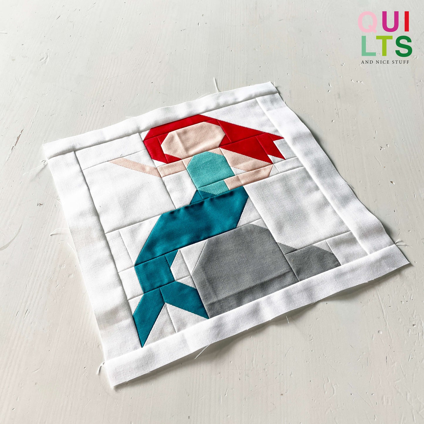 Mermaid on a Stone – PDF Quilt Block Pattern