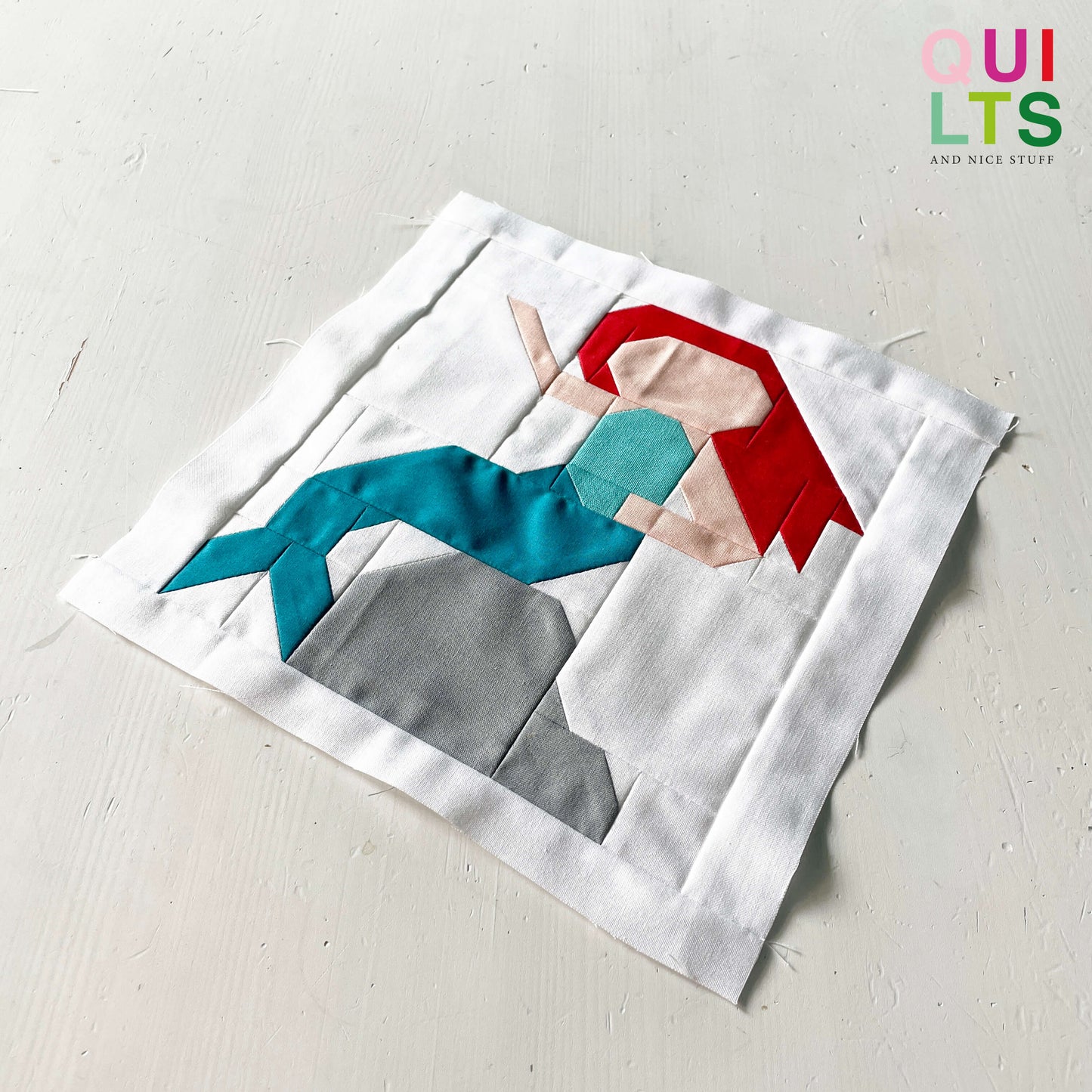 Mermaid on a Stone – PDF Quilt Block Pattern