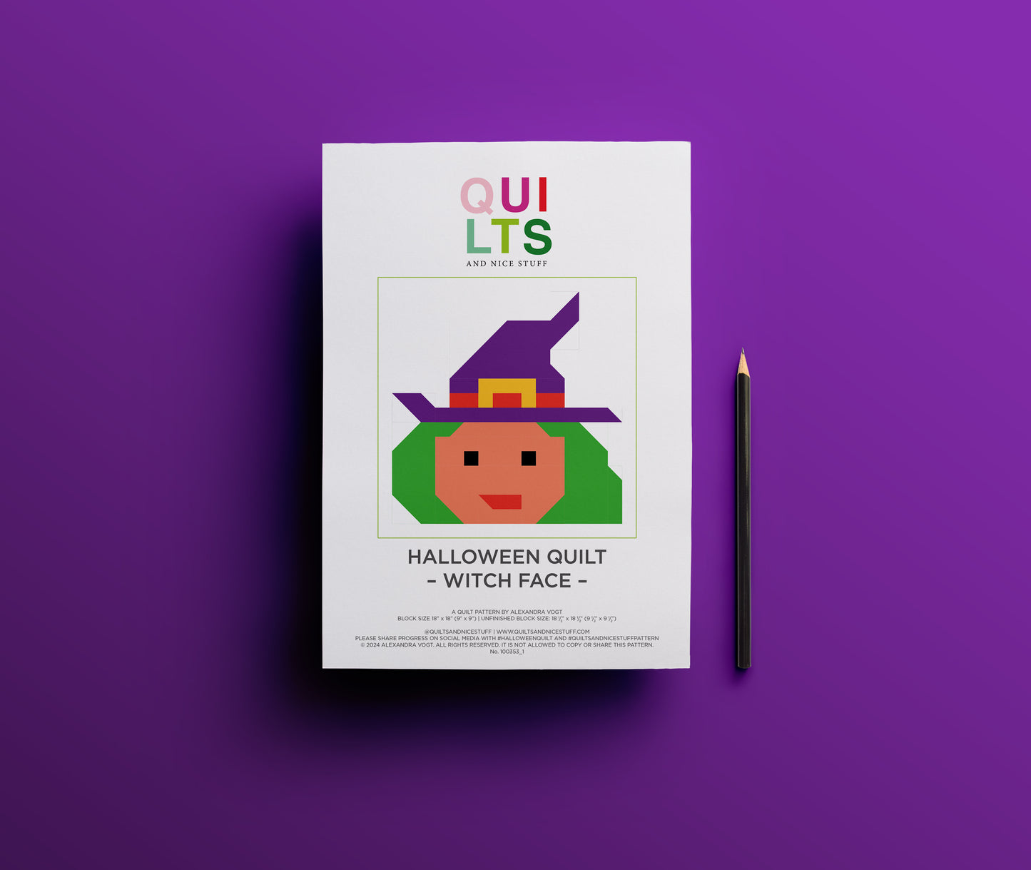 Witch Face – PDF Quilt Block Pattern