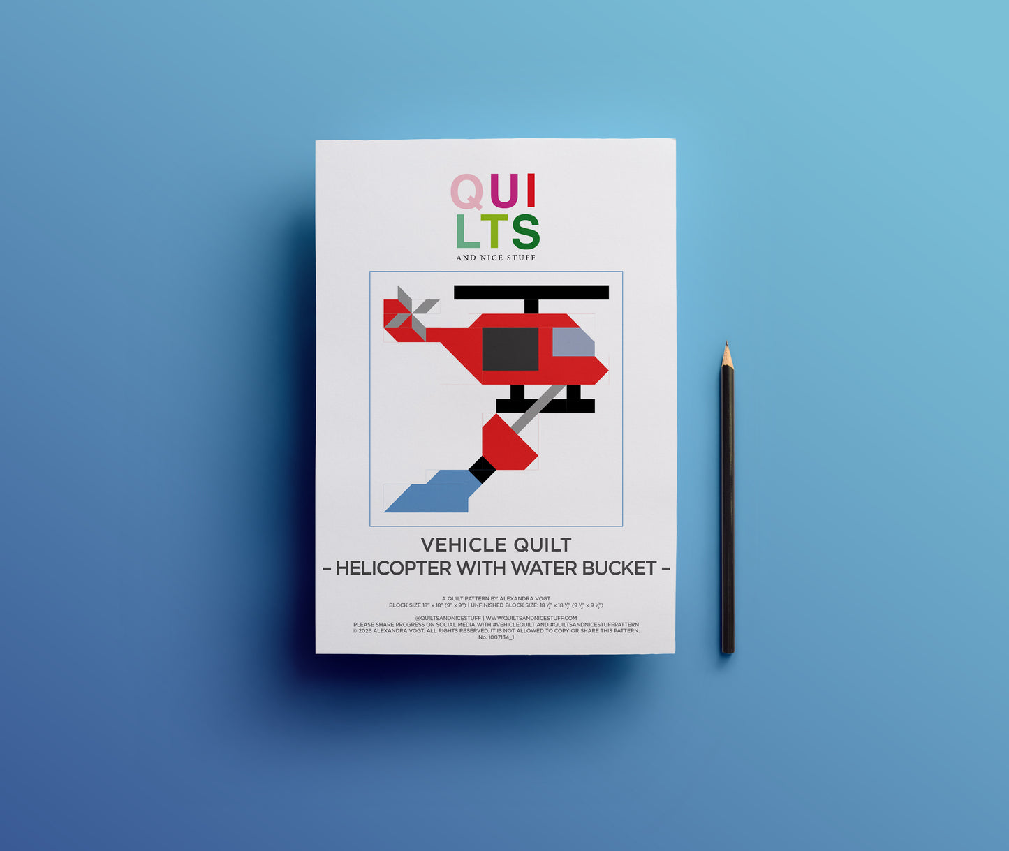 Helicopter with Water Bucket – PDF Quilt Block Pattern