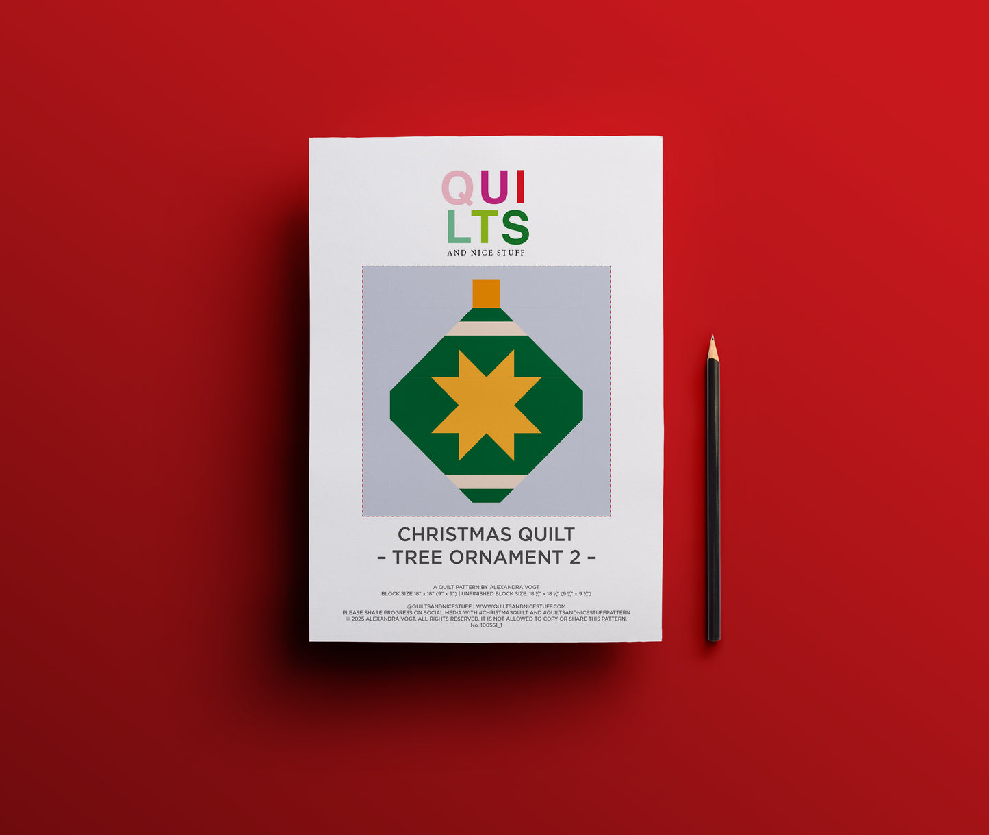 Weihnachtsbaumkugel 2 – PDF Quilt Block Anleitung