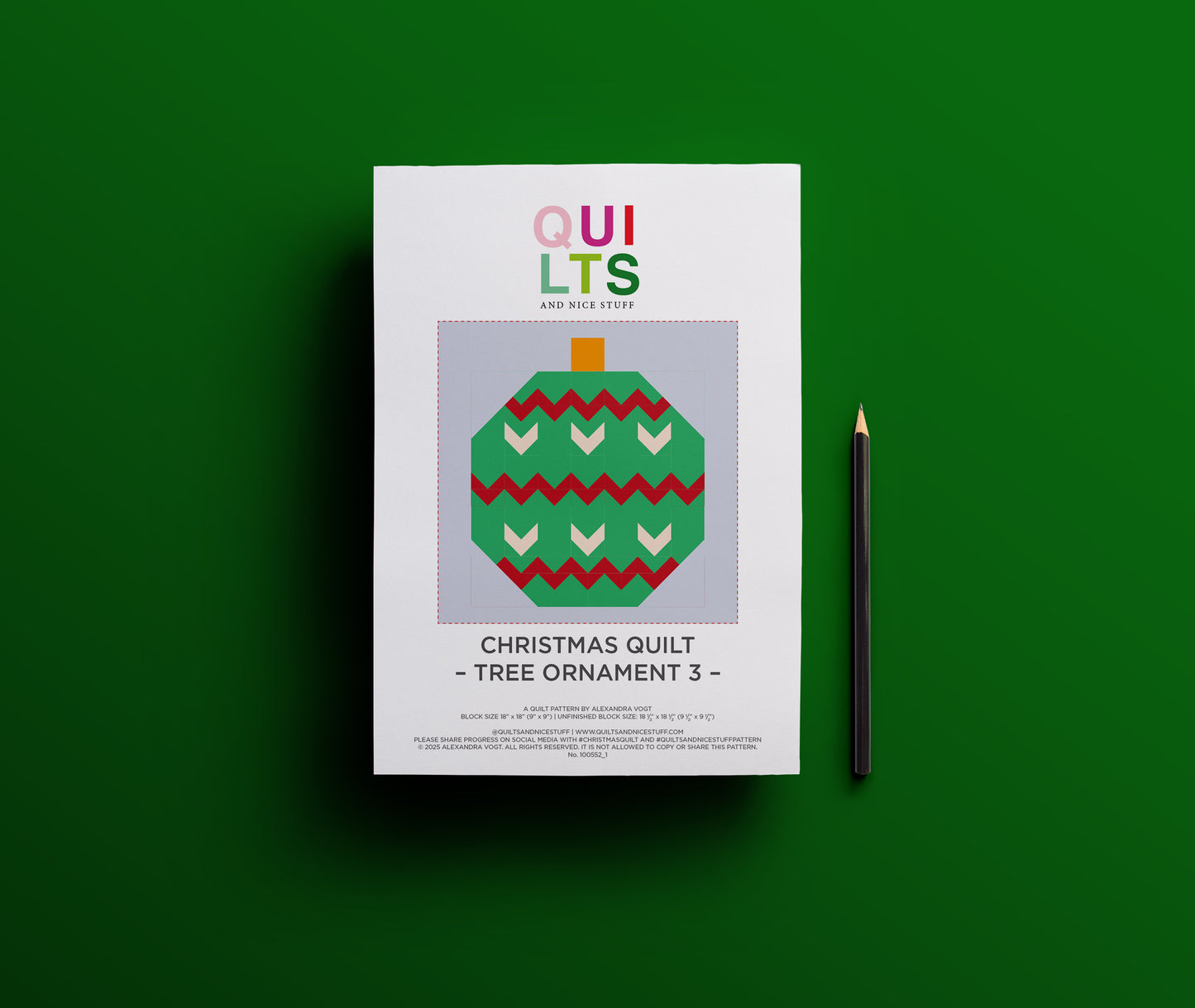 Weihnachtsbaumkugel 3 – PDF Quilt Block Anleitung