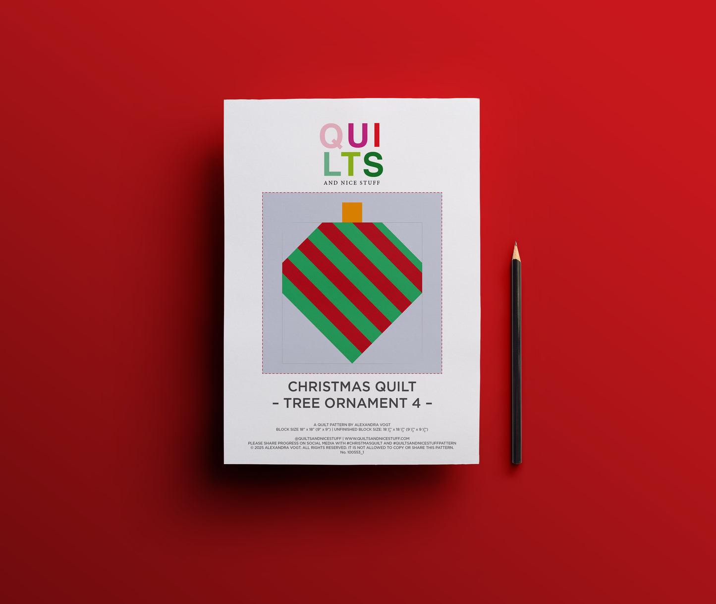 Weihnachtsbaumkugel 4 – PDF Quilt Block Anleitung