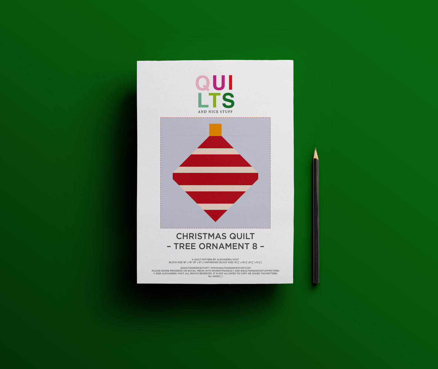 Weihnachtsbaumkugel 8 – PDF Quilt Block Anleitung