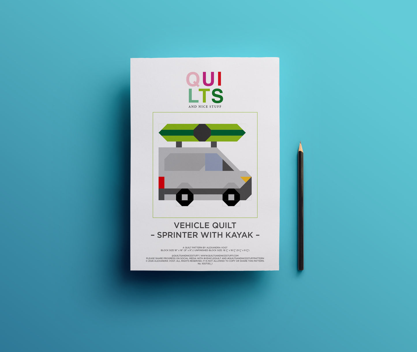 Sprinter with Kayak – PDF Quilt Block Pattern