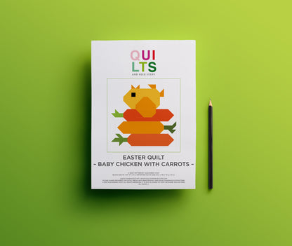 Baby Chicken with Carrots – PDF Quilt Block Pattern
