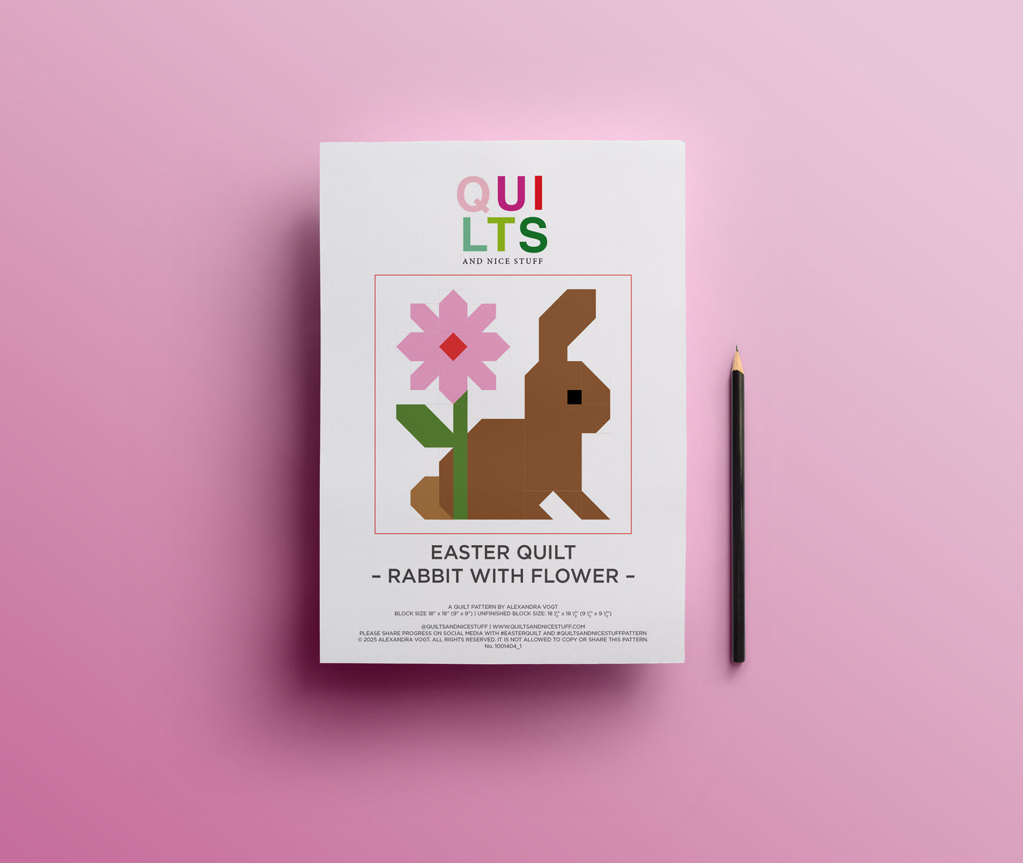 Hase mit Blume – PDF Quilt Block Anleitung