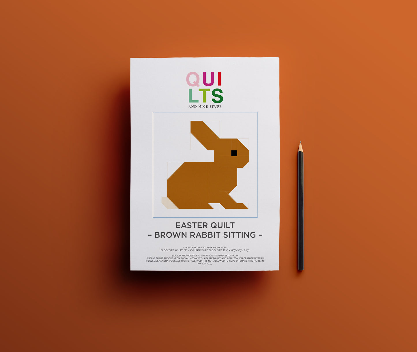 Brown Rabbit sitting – PDF Quilt Block Pattern