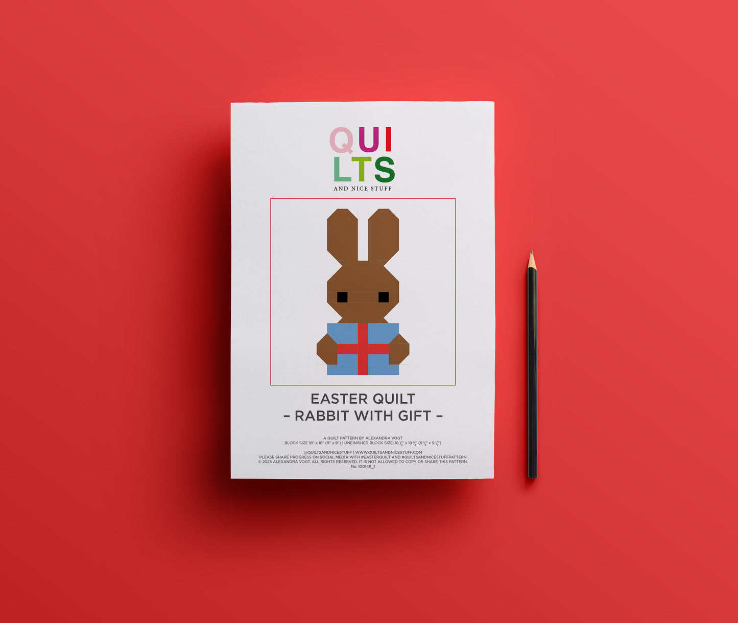 Hase mit Geschenk – PDF Quilt Block Anleitung