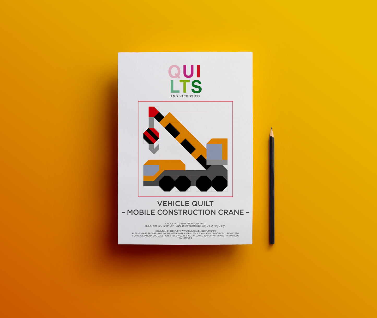 Mobile Construction Crane – PDF Quilt Block Pattern