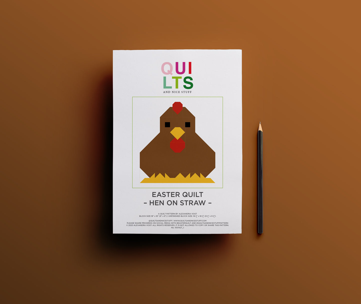 Hen on Straw – PDF Quilt Block Pattern