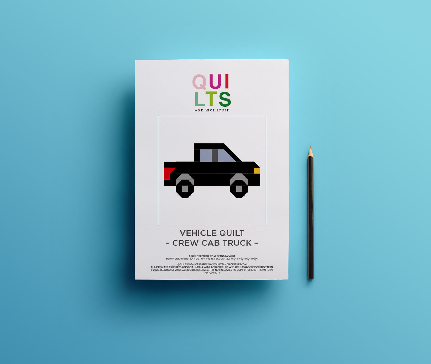 Crew Cab Truck – PDF Quilt Block Pattern