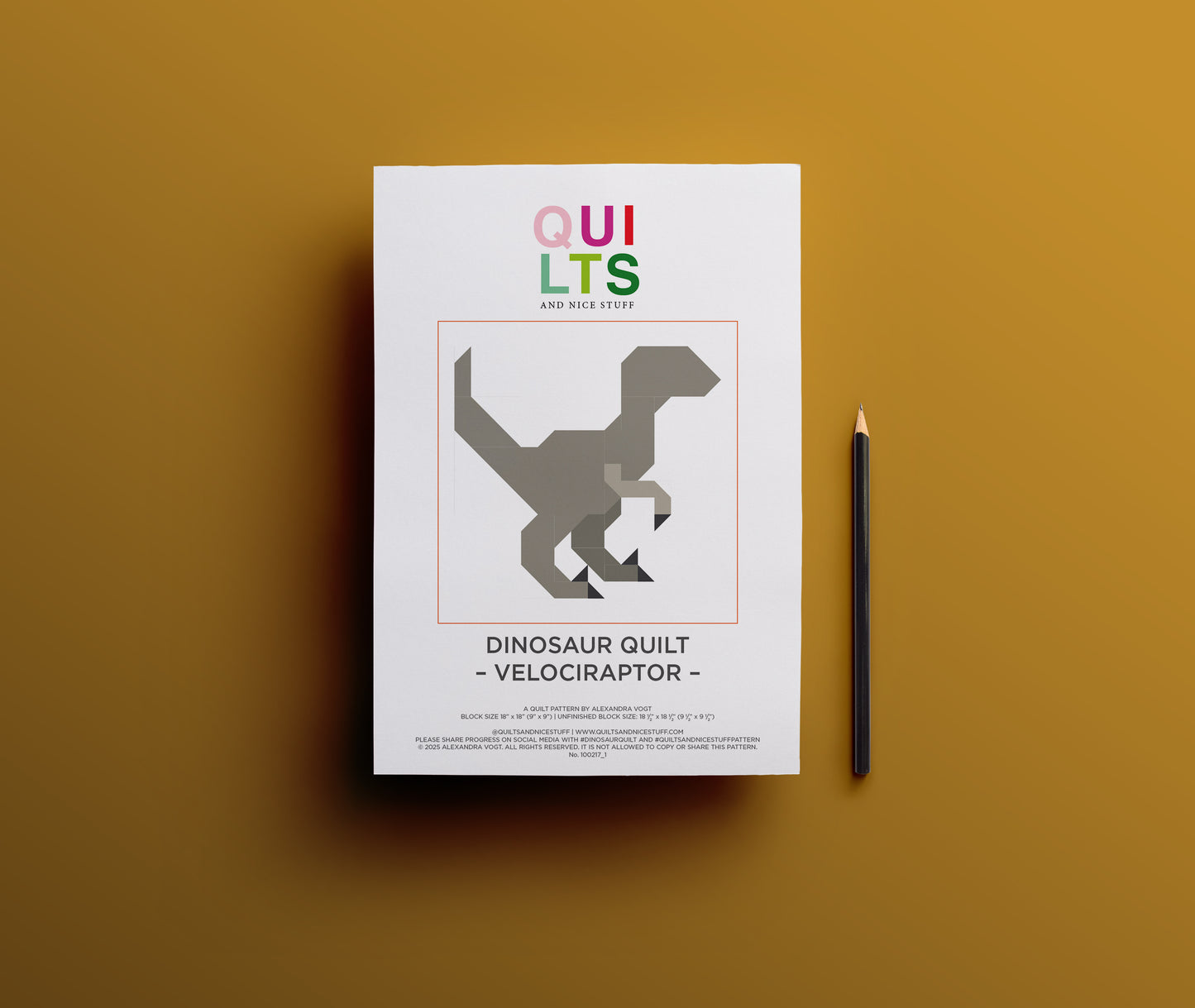 Velociraptor – PDF Quilt Block Anleitung