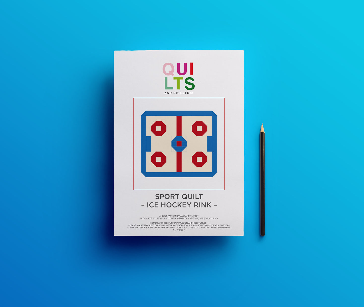 Eishockey Spielfeld – PDF Quilt Block Anleitung