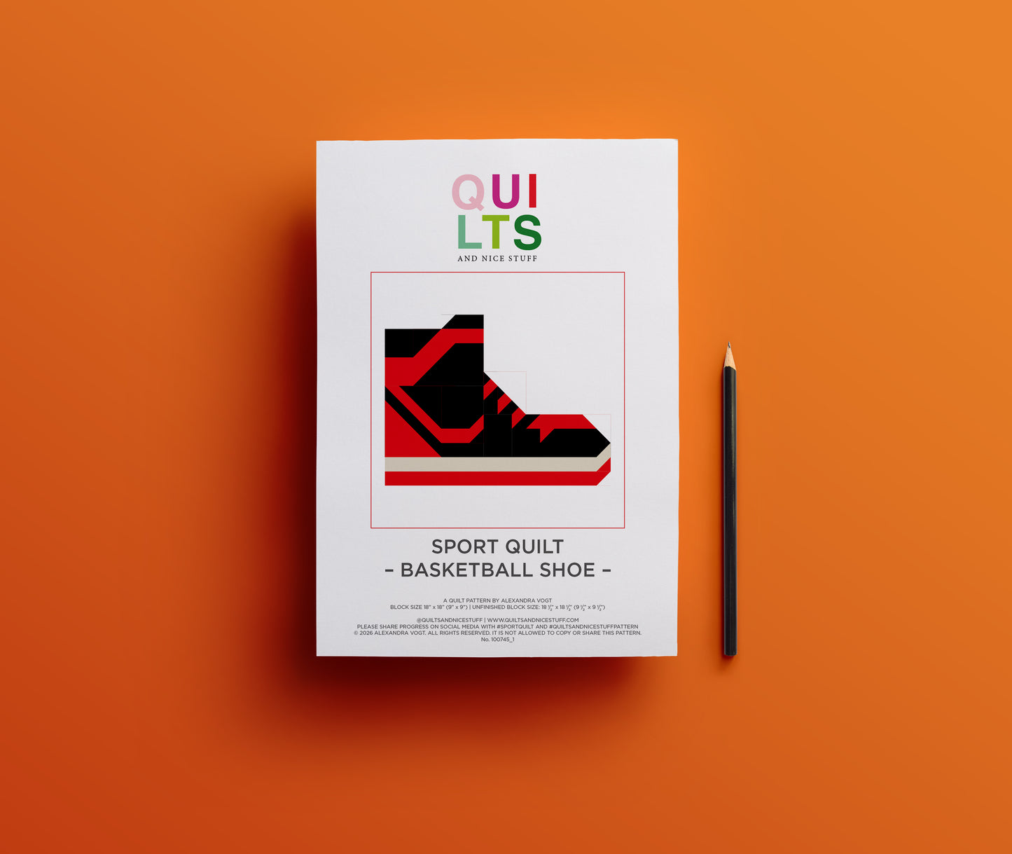 Basketball Shoe – PDF Quilt Block Pattern