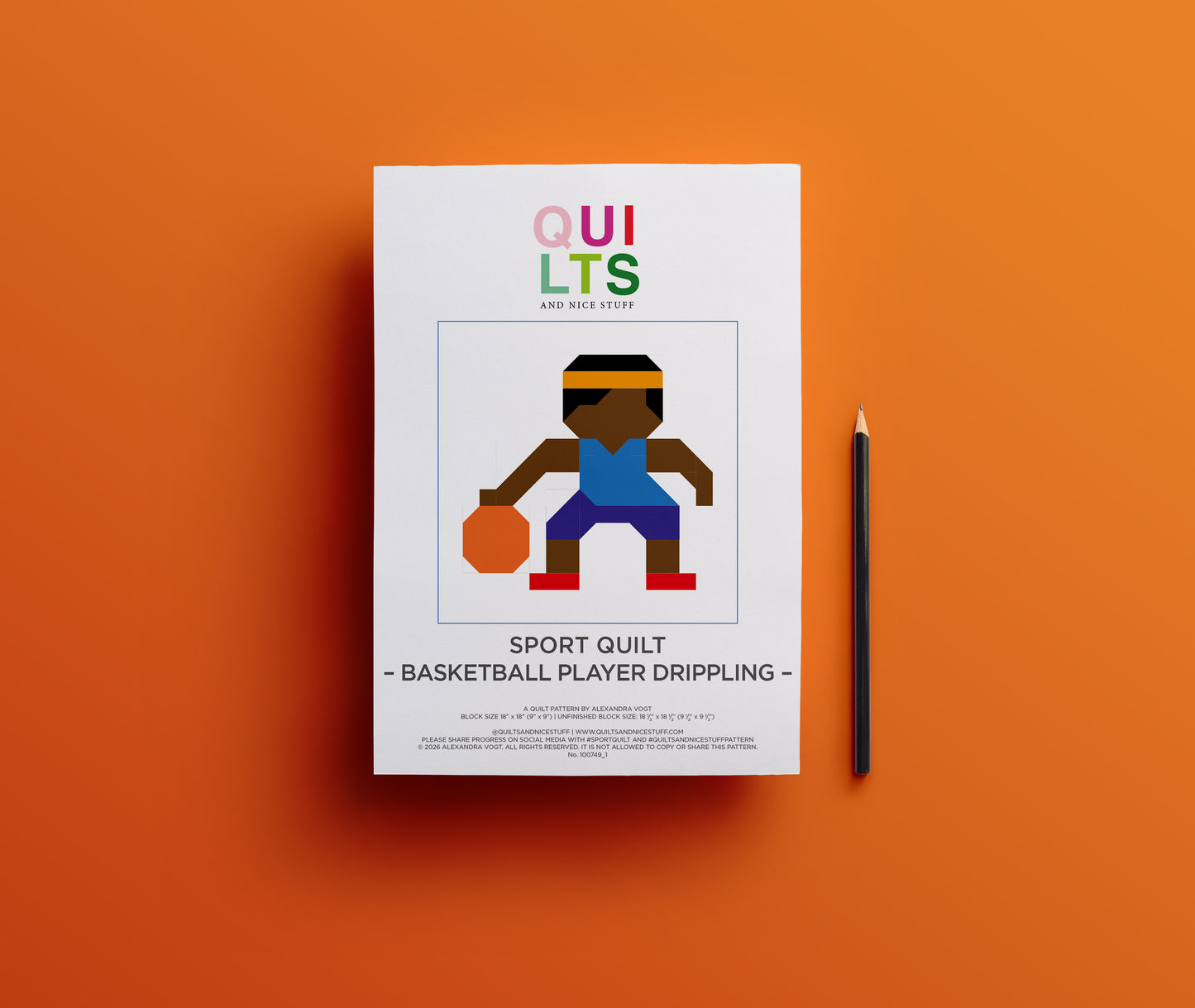 Basketball Player Drippling – PDF Quilt Block Pattern