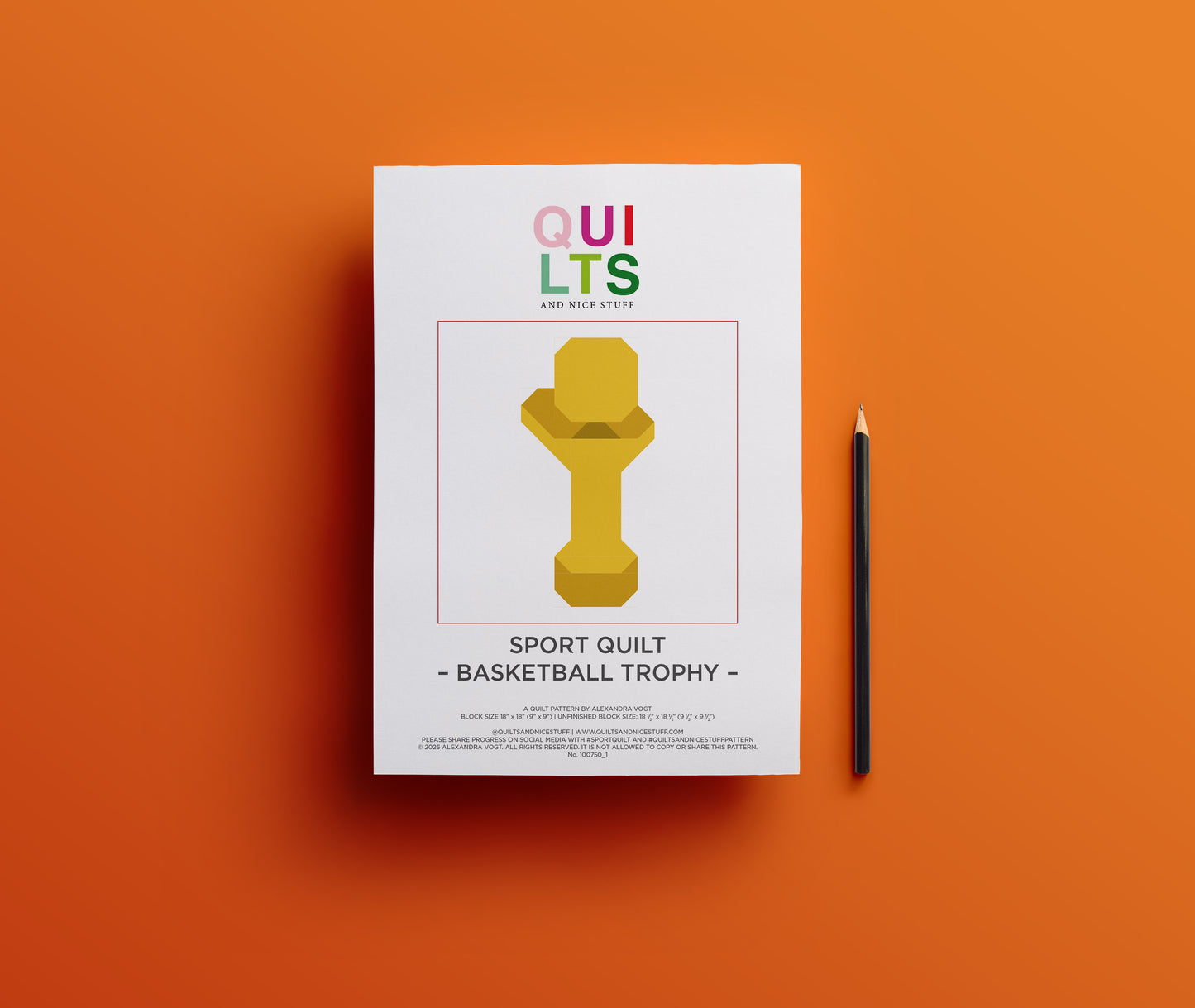 Basketball Trophy – PDF Quilt Block Pattern