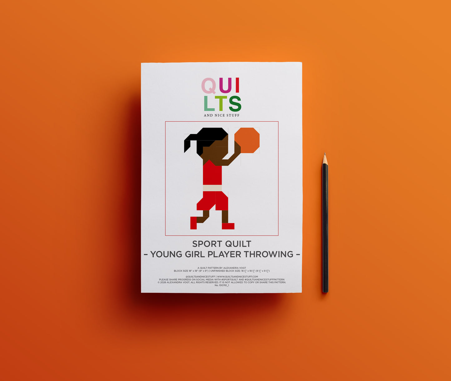 Junge Basketballspielerin beim Werfen – PDF Quilt Block Anleitung