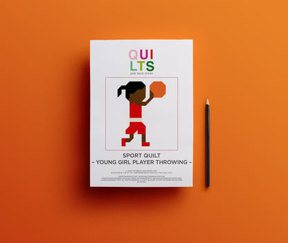 Junge Basketballspielerin beim Werfen – PDF Quilt Block Anleitung