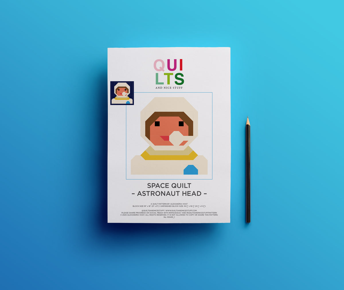 Astronaut Head – PDF Quilt Block Pattern