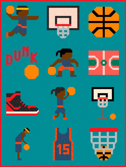 22 Basketball Block Bundle – PDF Pattern – Sport Quilt