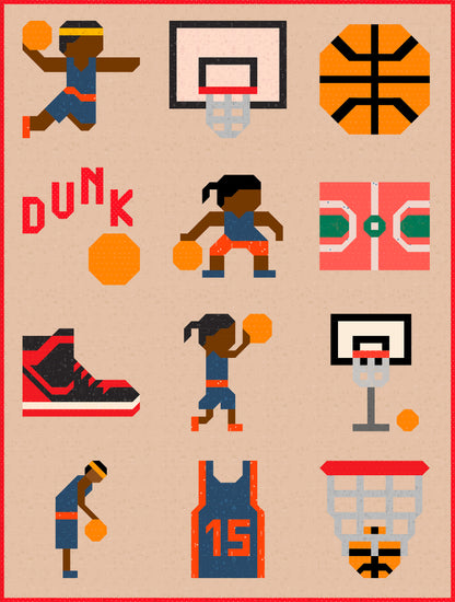 22 Basketball Block Bundle – PDF Pattern – Sport Quilt