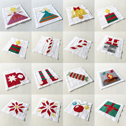 PDF Anleitungspaket – 25 Weihnachtsquilt Blöcke, individuelle Blockauswahl