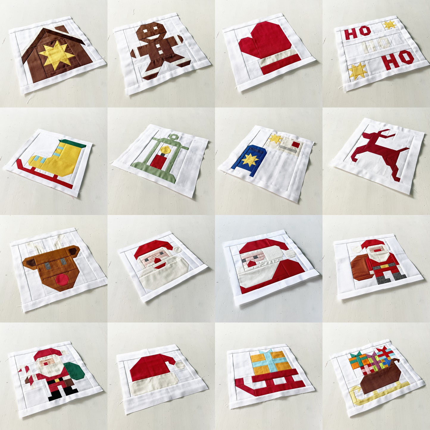 PDF Anleitungspaket – 25 Weihnachtsquilt Blöcke, individuelle Blockauswahl