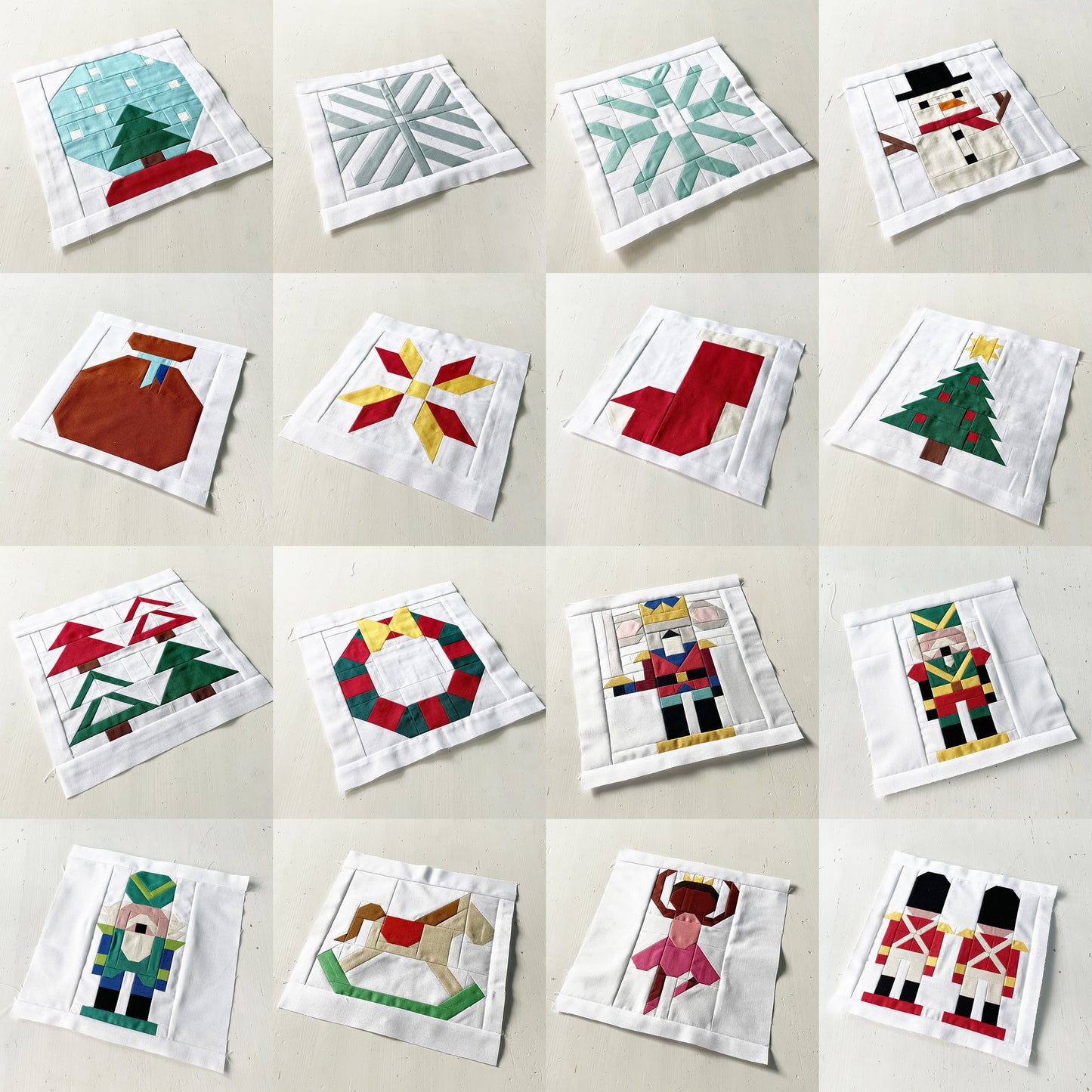 PDF Anleitungspaket – 25 Weihnachtsquilt Blöcke, individuelle Blockauswahl