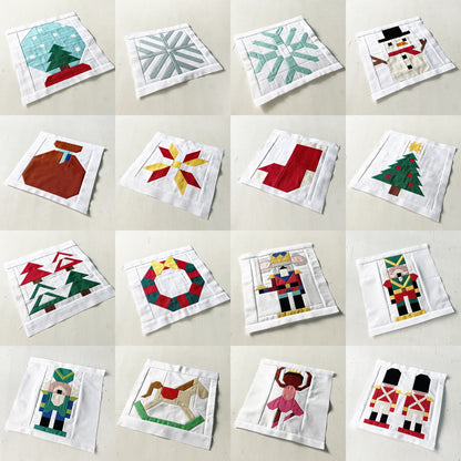 PDF Anleitungspaket – 25 Weihnachtsquilt Blöcke, individuelle Blockauswahl