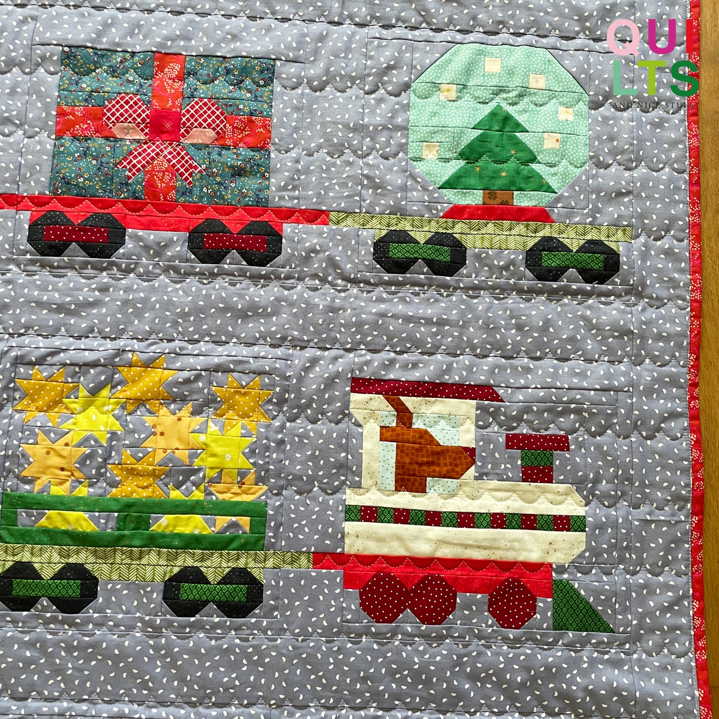 Tree Snow Globe Wagon – PDF Quilt Block Pattern