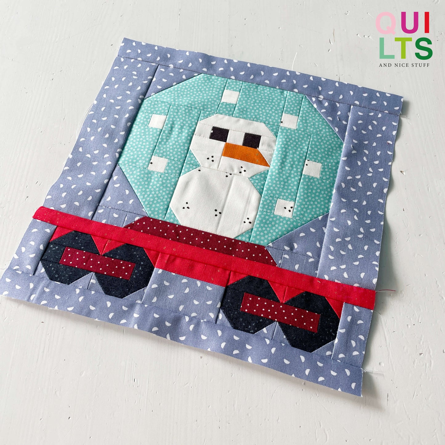Snowman Snow Globe Wagon – PDF Quilt Block Pattern