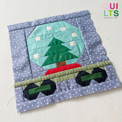 Tree Snow Globe Wagon – PDF Quilt Block Pattern