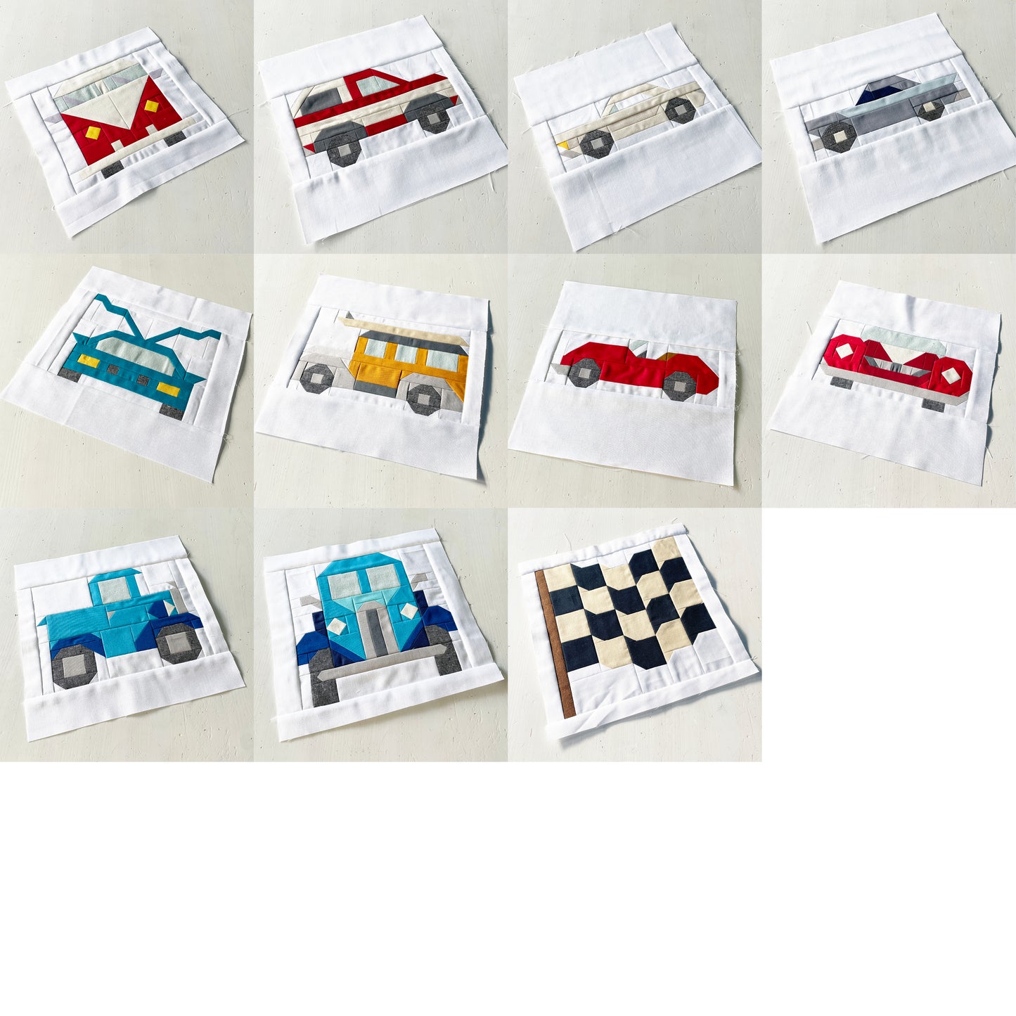PDF Anleitungspaket – 43 Classic Car Quilt Blöcke