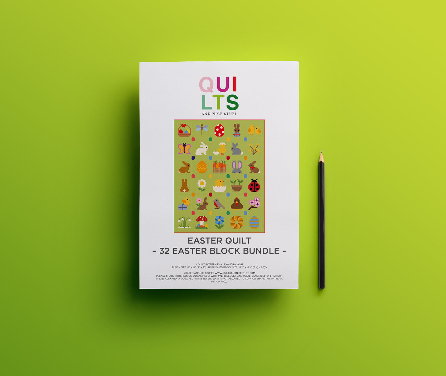 PDF Anleitungspaket – 32 Oster-Quilt Blöcke