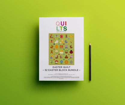 PDF Anleitungspaket – 32 Oster-Quilt Blöcke