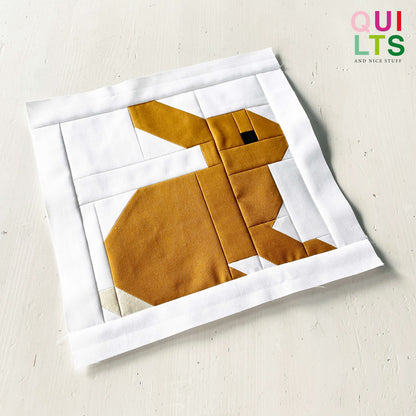 Brown Rabbit sitting – PDF Quilt Block Pattern