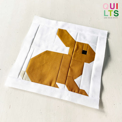Brown Rabbit sitting – PDF Quilt Block Pattern