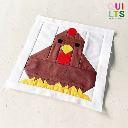 Hen on Straw – PDF Quilt Block Pattern