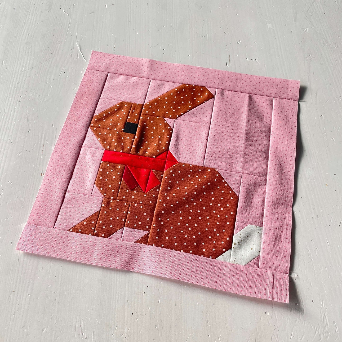 Rabbit with Scarf – PDF Quilt Block Pattern