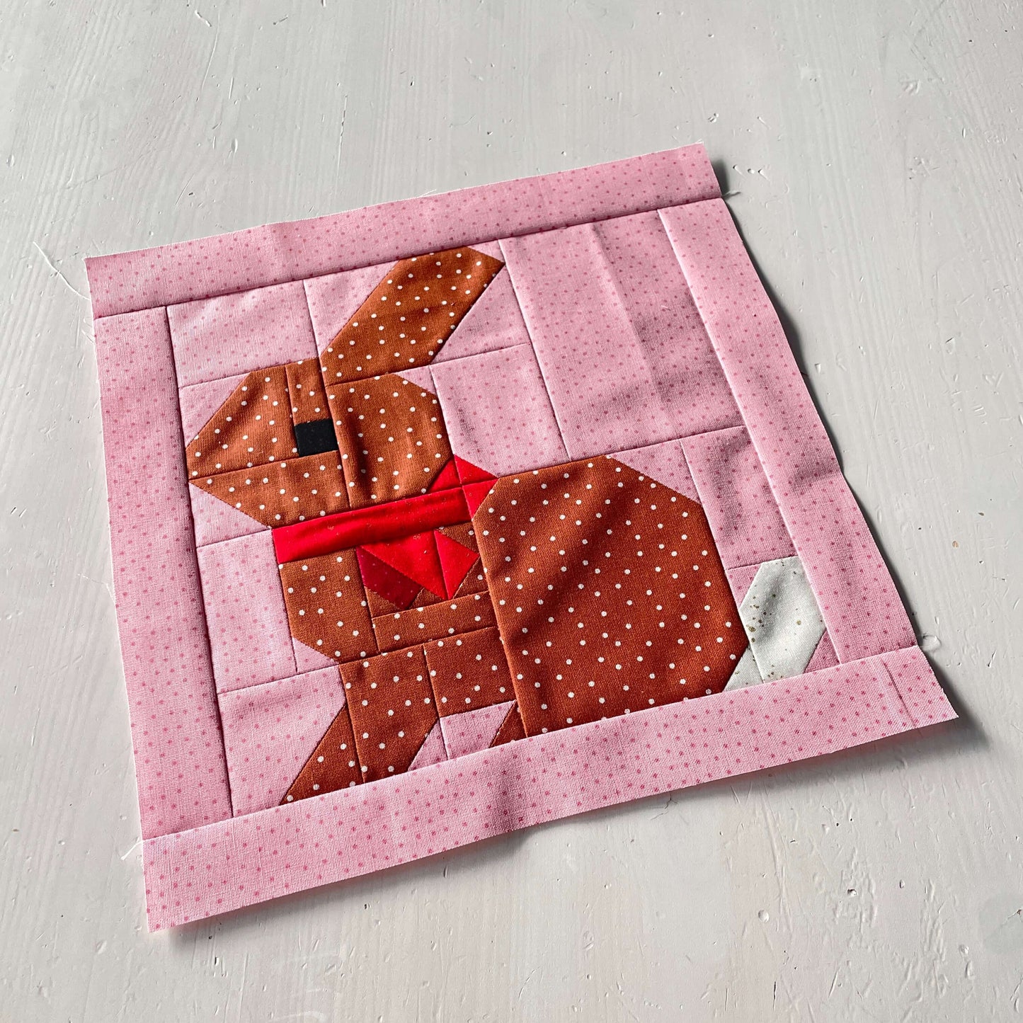 Rabbit with Scarf – PDF Quilt Block Pattern