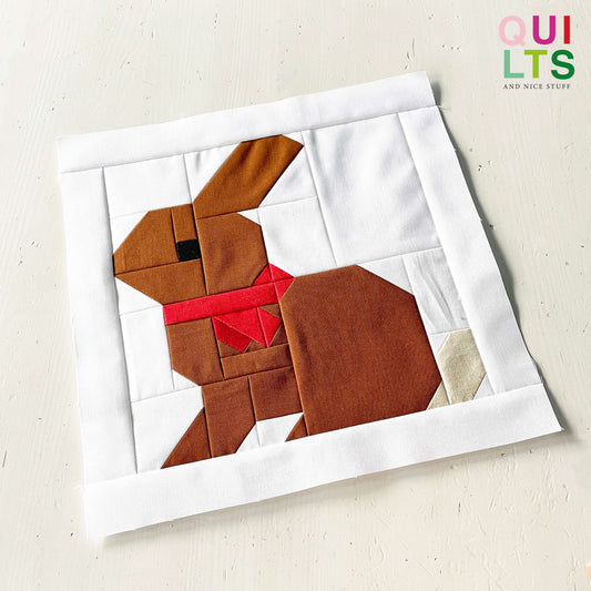Hase mit Schal – PDF Quilt Block Anleitung