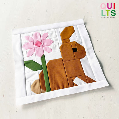 Hase mit Blume – PDF Quilt Block Anleitung