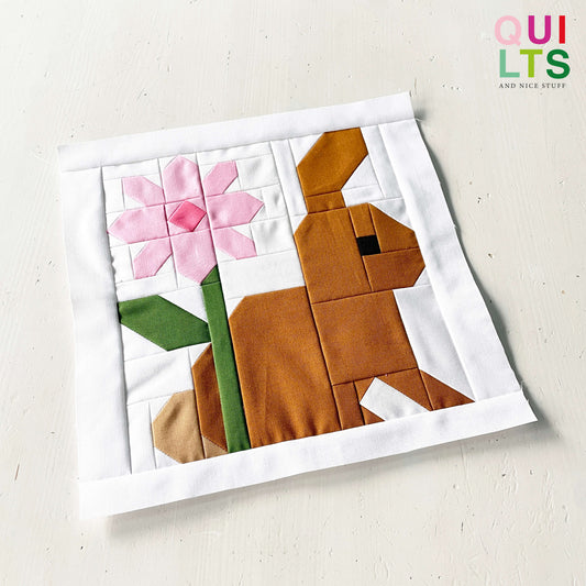 Hase mit Blume – PDF Quilt Block Anleitung