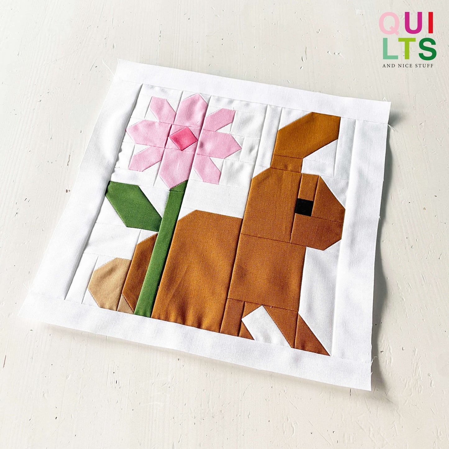Hase mit Blume – PDF Quilt Block Anleitung